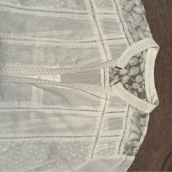 Linen Cottage Core Whimsy Fairy Peasant Button-up Bell Sleeve Ruffled Blouse - Picture 11 of 15